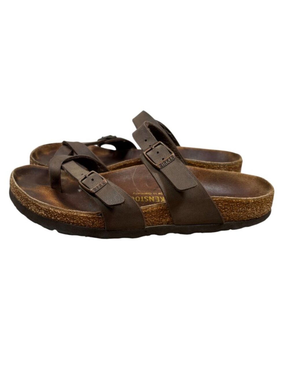Birkenstock Mayari Brown Oiled Leather Sandals with Toe Loop